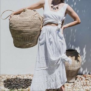 #123 BLOWOUT SALE ❤️New! Bohemian White Lace Tassel Tie Maxi Skirt